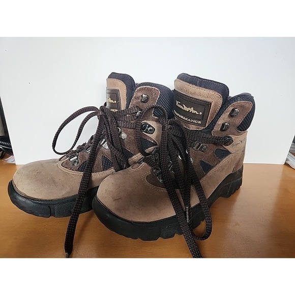 Vintage Thom McAn MOUNTAIN HIKING BOOTS SOLES Brown Ankle Mens Size 7 - Picture 1 of 8